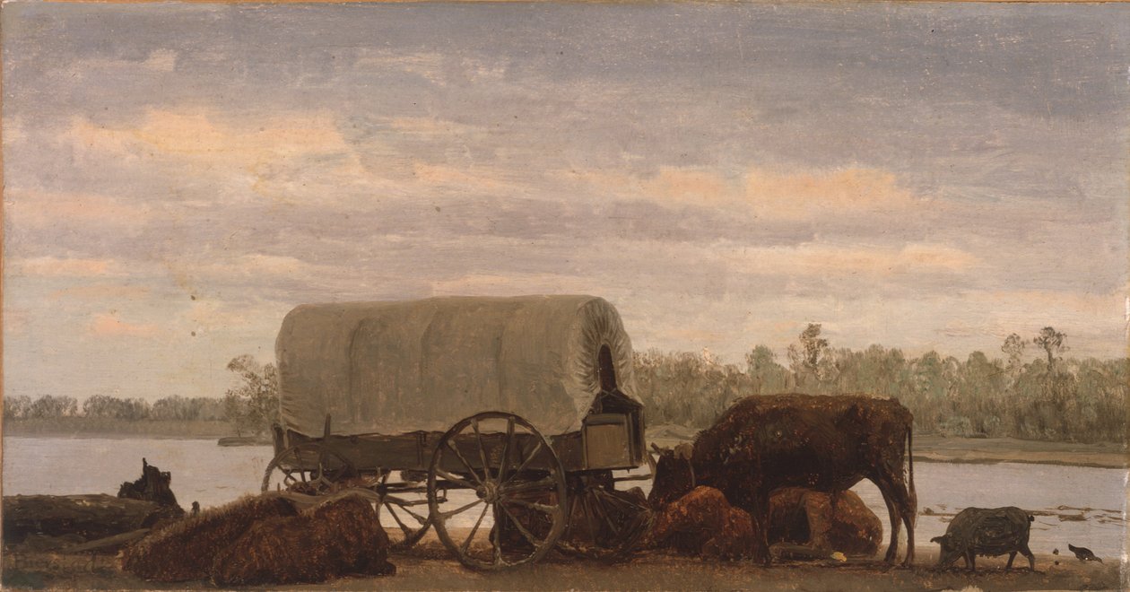Nooning on the Platte, ok. 1859 (olej na papierze na płótnie) autorstwa Albert Bierstadt