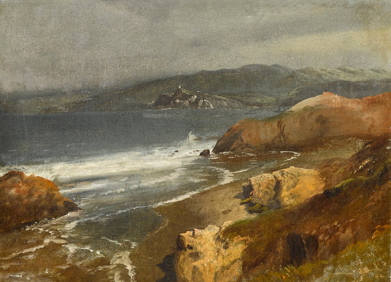Wybrzeże Pacyfiku, Kalifornia lub widok w kierunku latarni morskiej Point Bonita autorstwa Albert Bierstadt