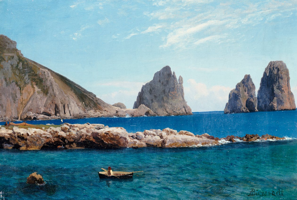 Wiosłowanie ze skał autorstwa Albert Bierstadt