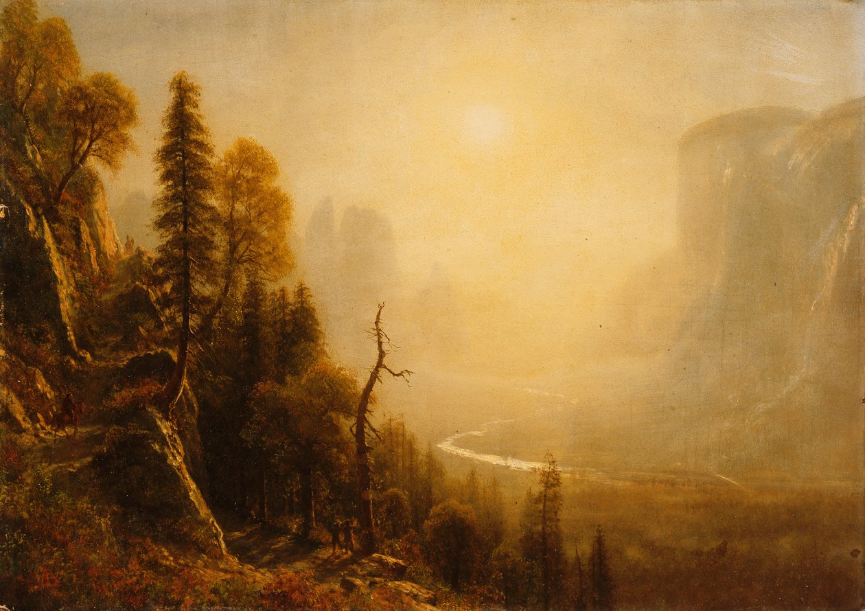 Studium dla Yosemite Valley, Glacier Point Trail, autorstwa Albert Bierstadt