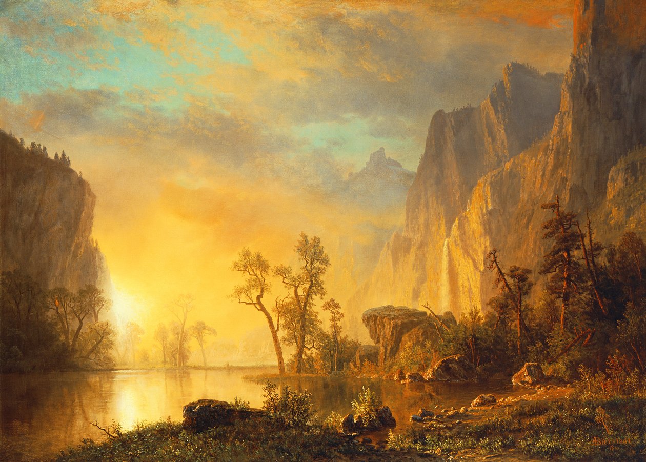 Zachód słońca w Górach Skalistych autorstwa Albert Bierstadt