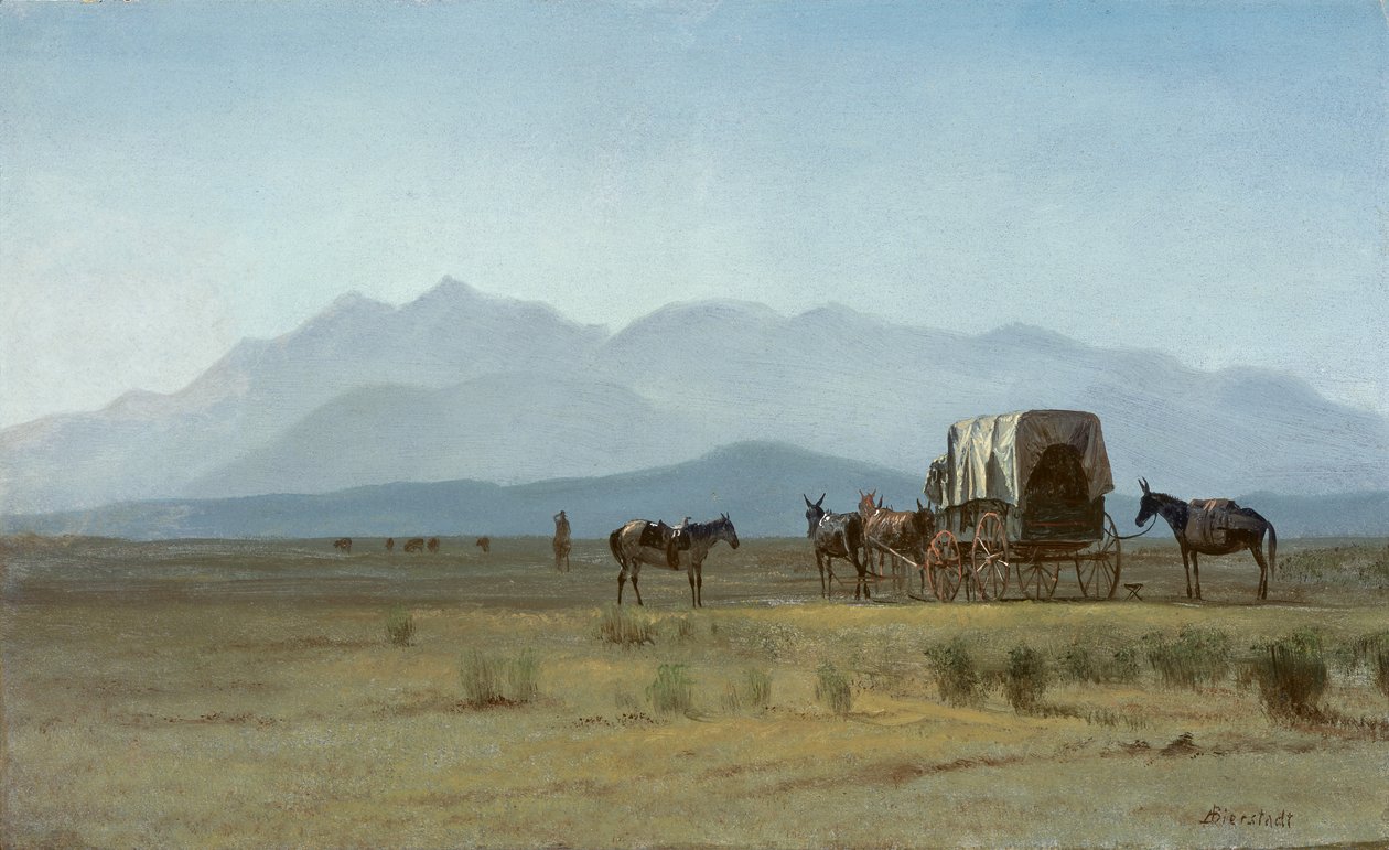 Wóz geodety w Górach Skalistych, ok. 1859 r. (olej na papierze na podłożu masonitowym) autorstwa Albert Bierstadt