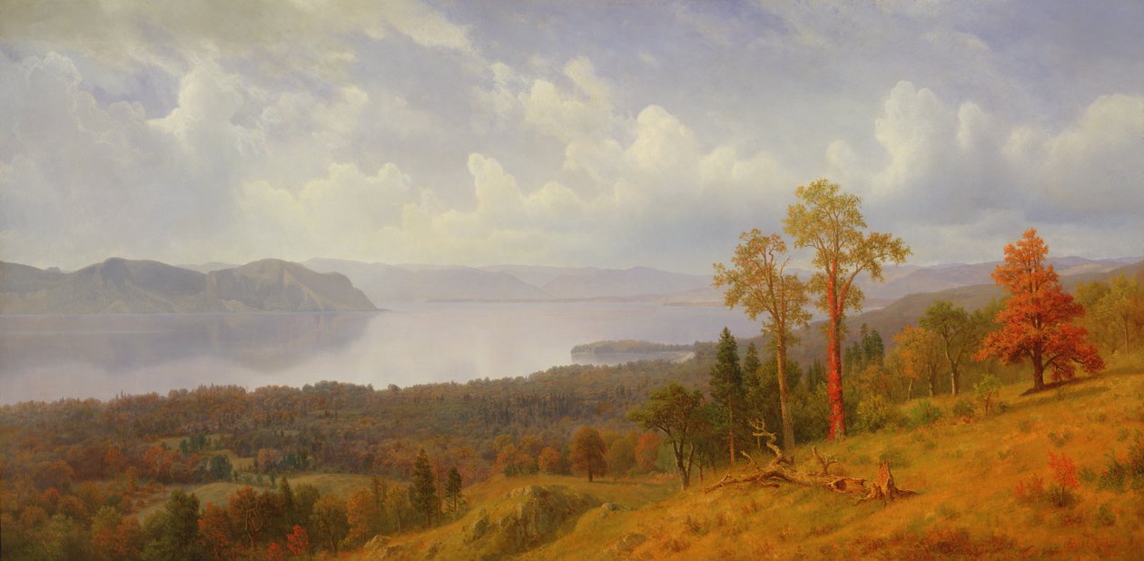 Widok na Hudson, patrząc przez Tappen Zee w kierunku Hook Mountain, 1866 r. autorstwa Albert Bierstadt