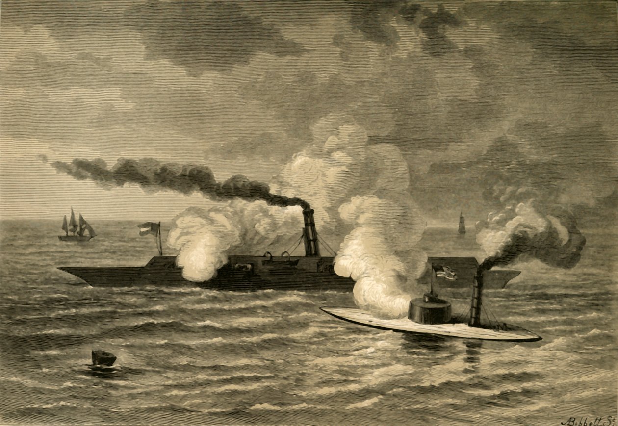 Atak Monitora na Merrimack, 1878. autorstwa Albert Bobbett