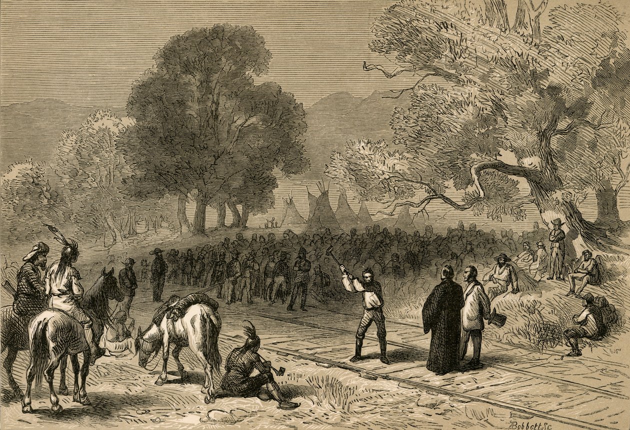 Ukończenie linii kolejowej Pacyfiku, 1878. autorstwa Albert Bobbett