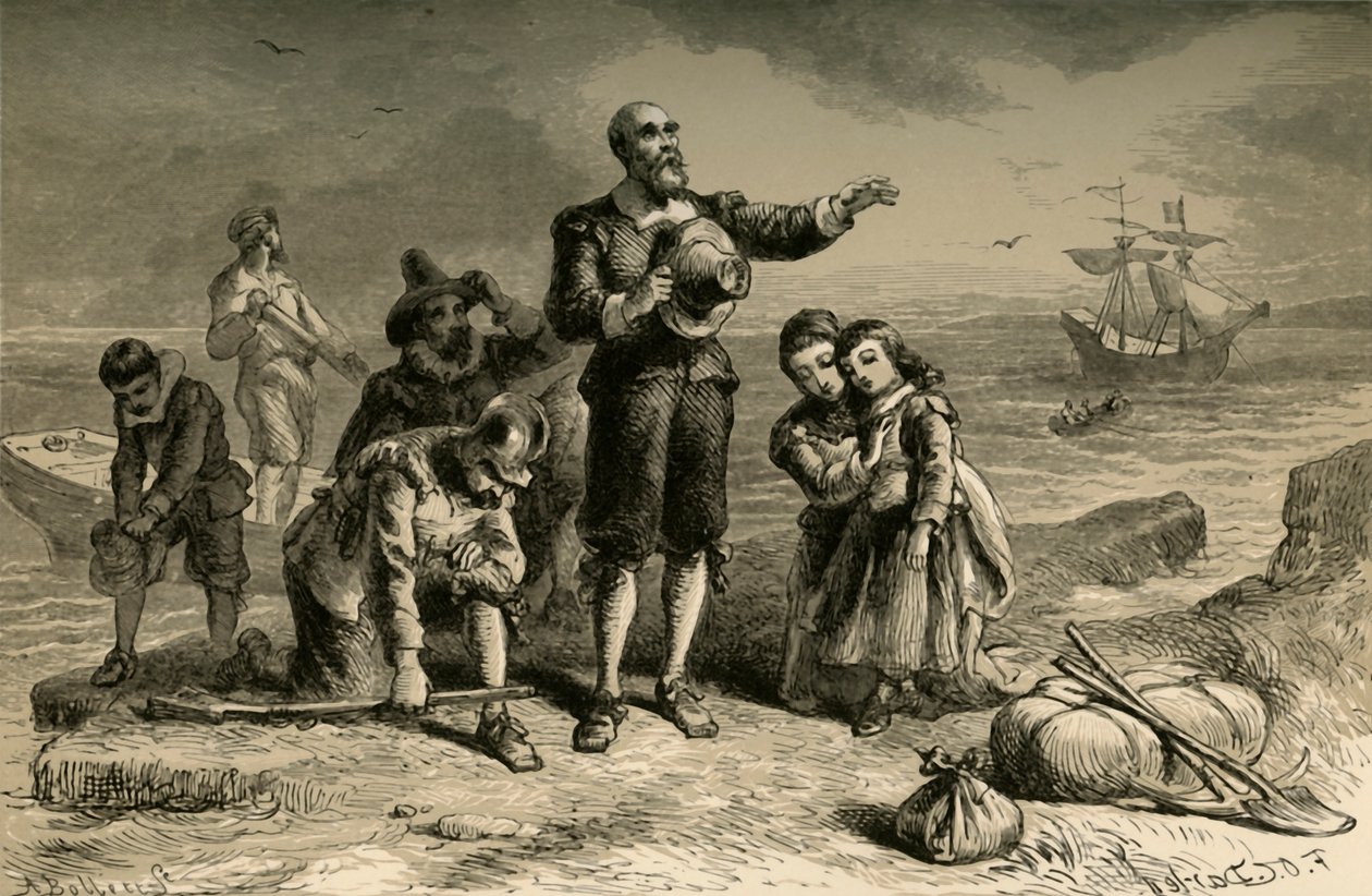 Lądowanie Pielgrzymów, 1877. autorstwa Albert Bobbett