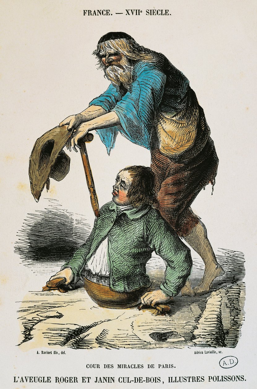 Dwór cudów w Paryżu, rycina Auguste Racinet (1825-1893), Francja autorstwa Albert Charles August Racinet