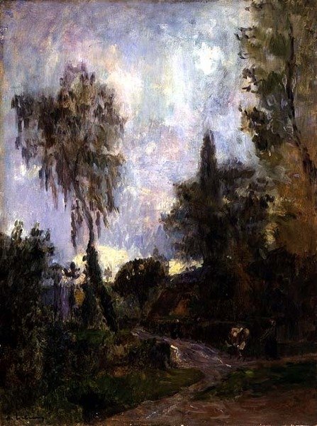Droga w Hondouville (olej na płótnie) autorstwa Albert Charles Lebourg