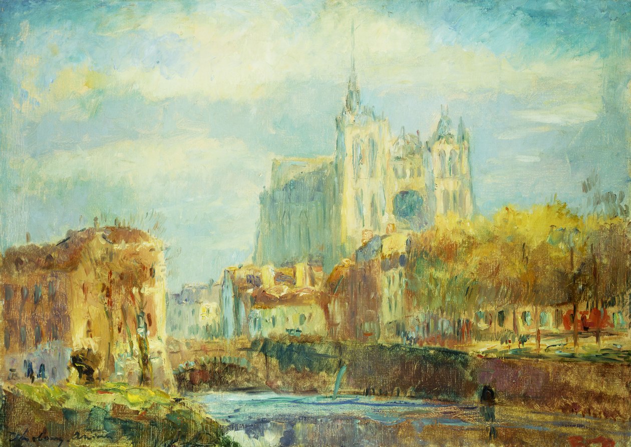 Katedra w Amiens w jesiennym słońcu; Katedra w Amiens: efekt jesiennego słońca, 1910 autorstwa Albert Charles Lebourg