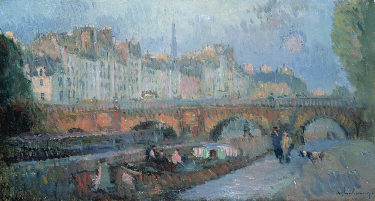 Pont Neuf i Quai de la Monnaie, Paryż autorstwa Albert Charles Lebourg