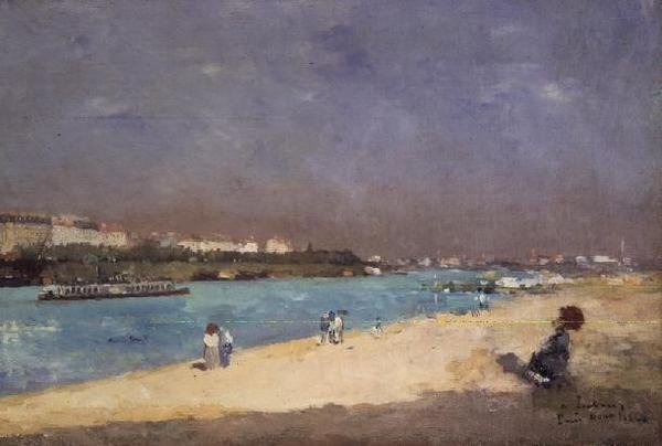Widok na przedmieścia Paryża z Pont National, 1882 autorstwa Albert Charles Lebourg