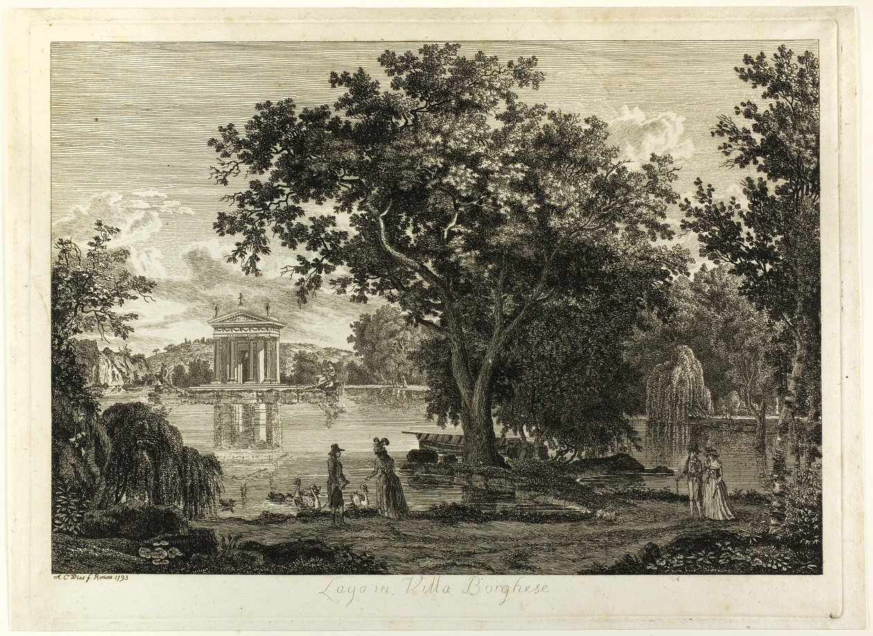 Jezioro w Villa Borghese autorstwa Albert Christoph Dies