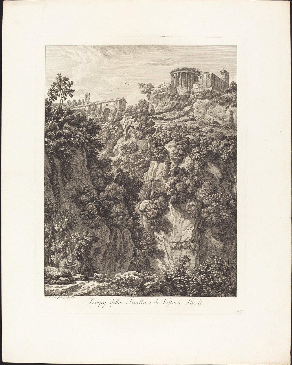 Tempj della Sibilla i Vesta w Tivoli autorstwa Albert Christoph Dies