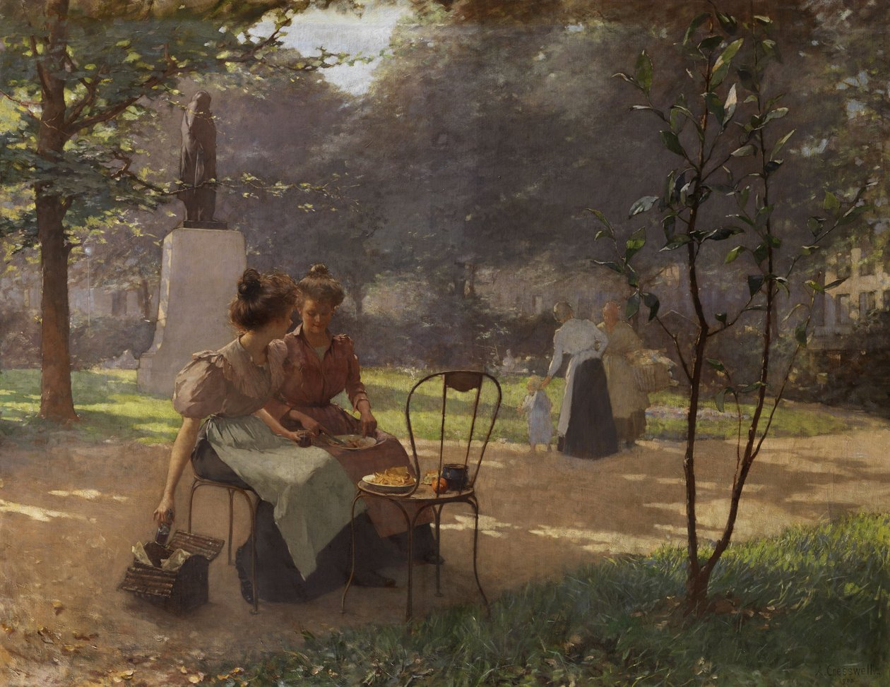 Dwie młode dziewczyny w parku autorstwa Albert Cresswell