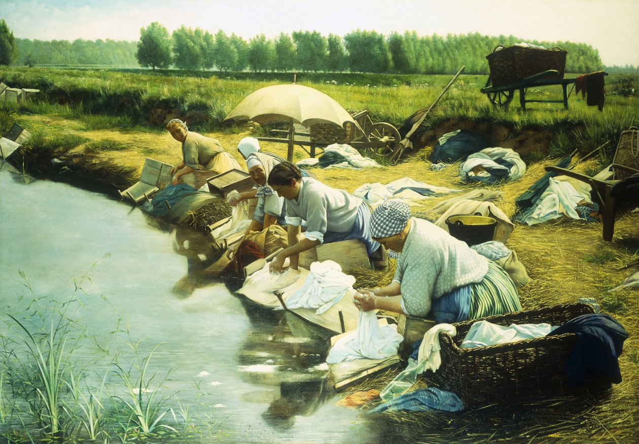Pralniczki w regionie Trappes (olej na płótnie) autorstwa Albert Desire