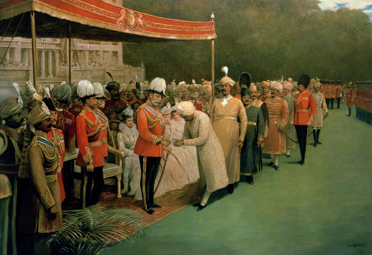 Edward VII odbiera maharadżów i dygnitarzy przed koronacją autorstwa Albert E. Harris