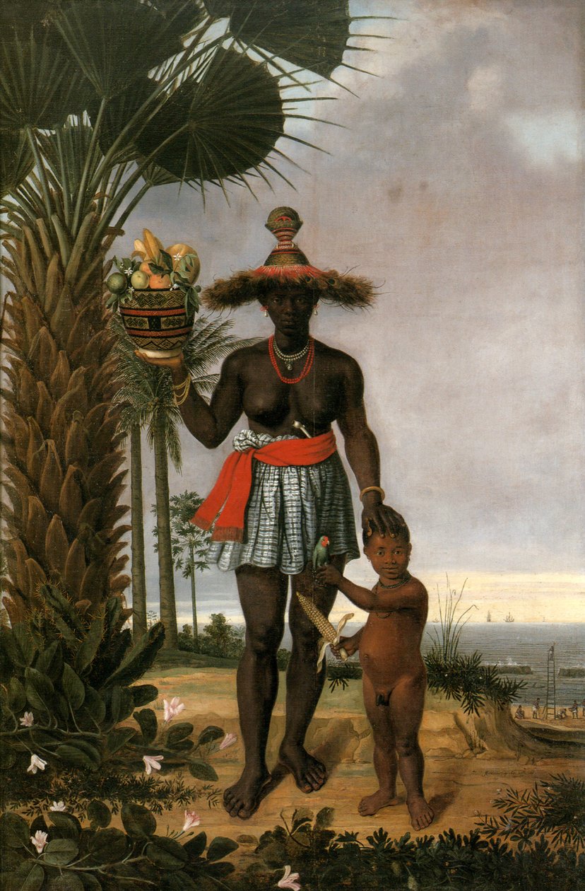 Francuski: Portrait de femme noire avec enfant et panier Amerykanka autorstwa Albert Eckhout
