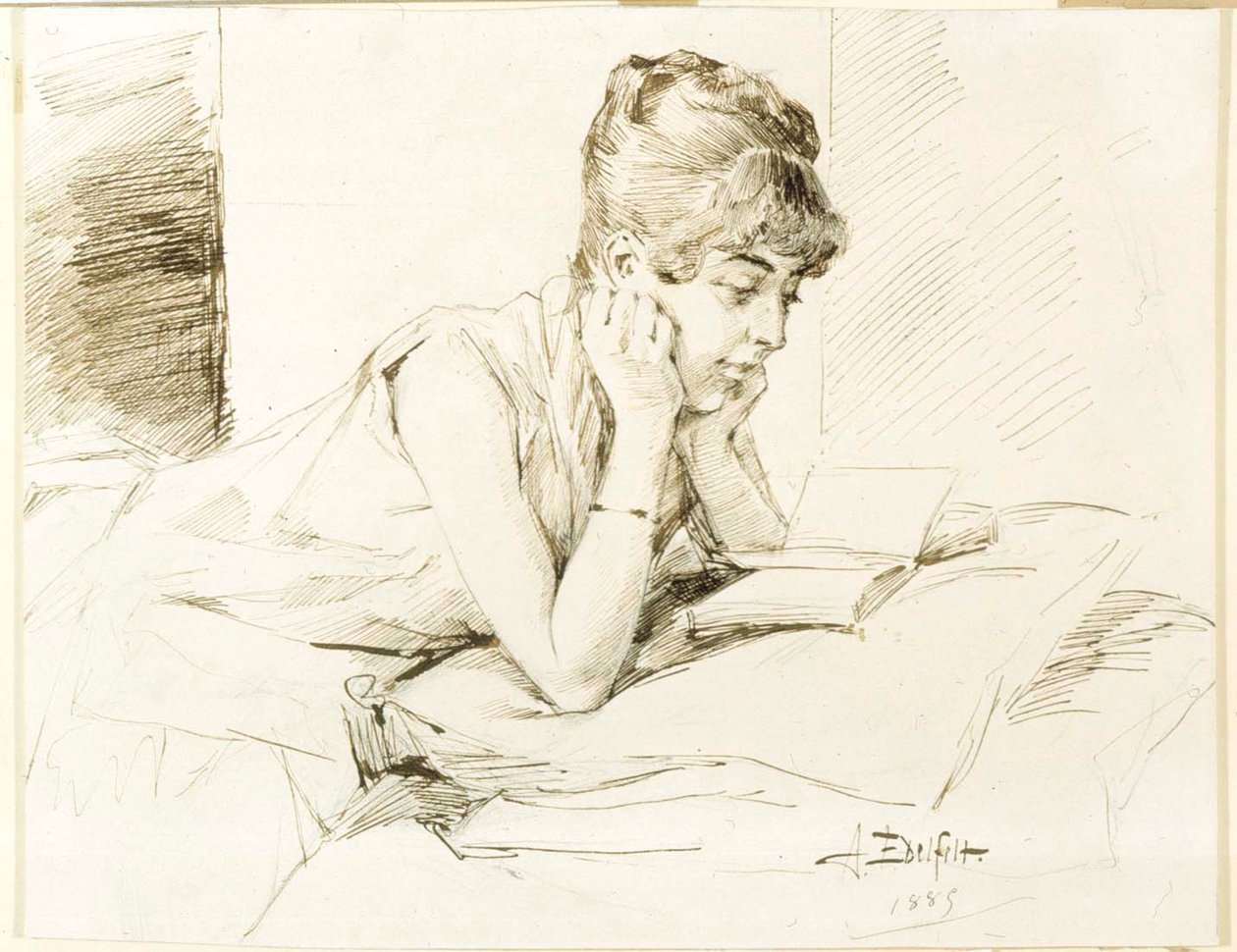Młoda kobieta czytająca autorstwa Albert Edelfelt