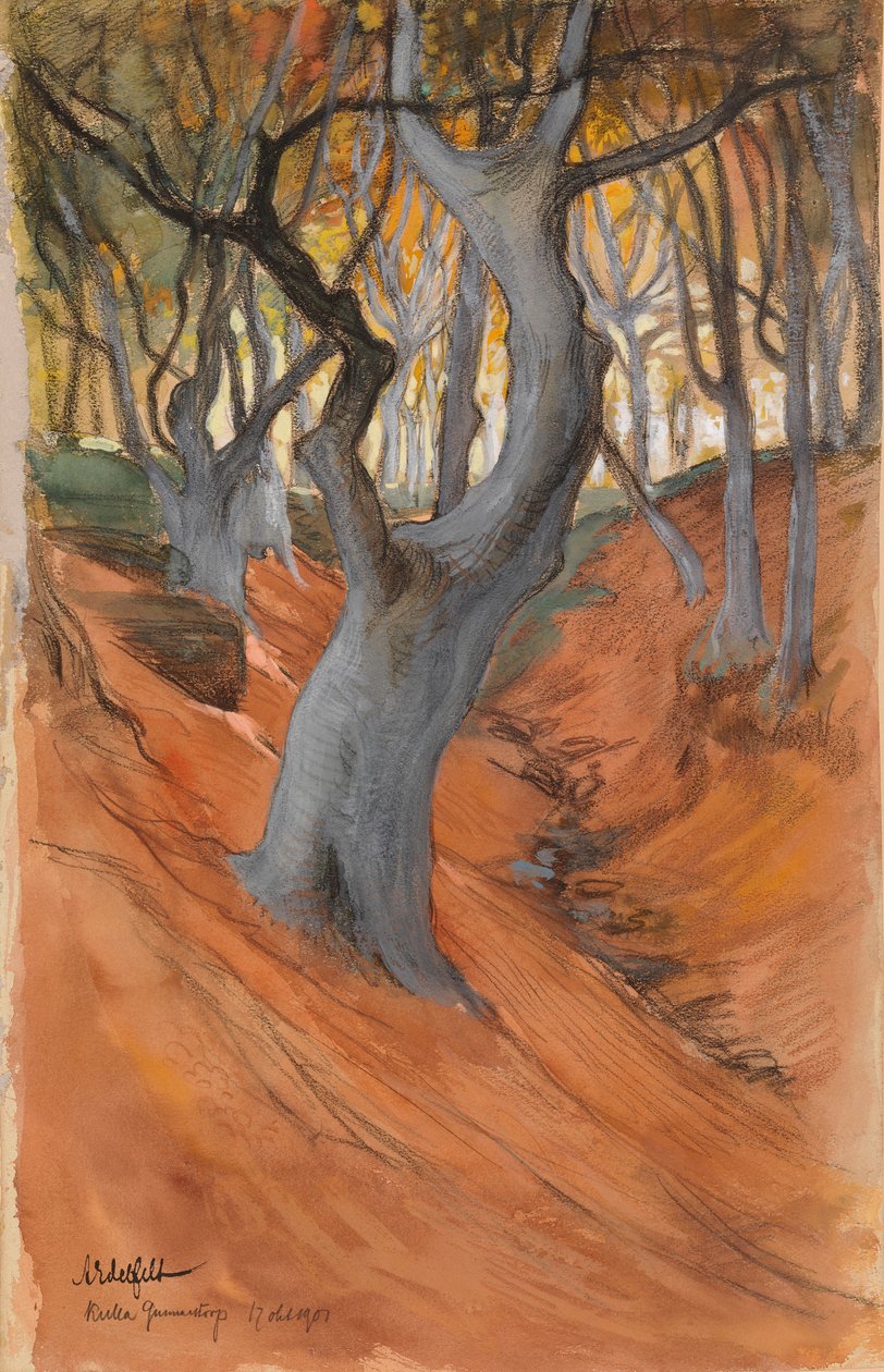 Las bukowy autorstwa Albert Edelfelt
