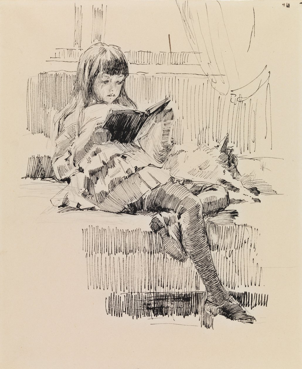 Berta Edelfelt, Szkic do obrazu „Drodzy przyjaciele” (Berta i Capi) autorstwa Albert Edelfelt