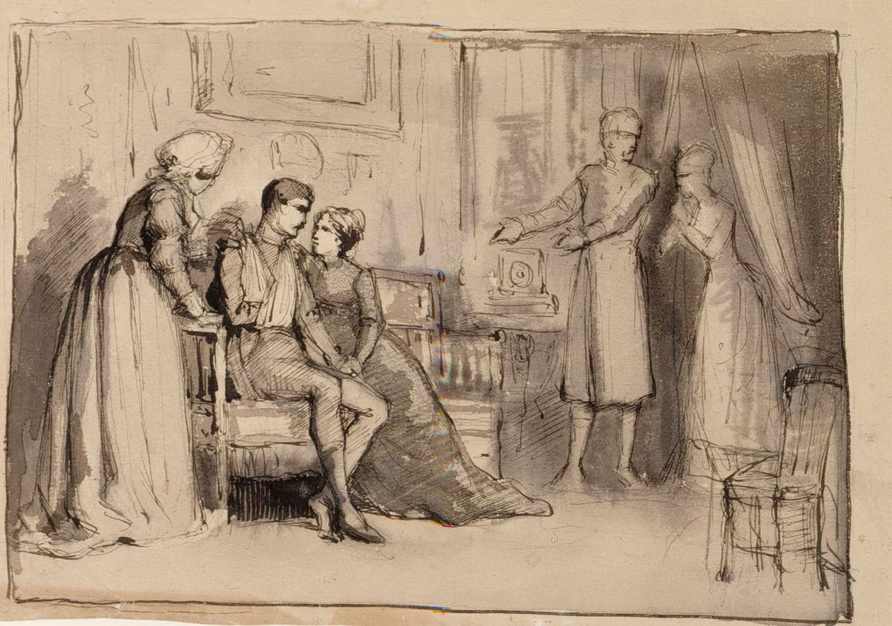 „Powrót kapitana”, studium kompozycyjne. Ilustracje do utworu „Julqvällen” (Wigilia) autorstwa J. L. Runeberga autorstwa Albert Edelfelt