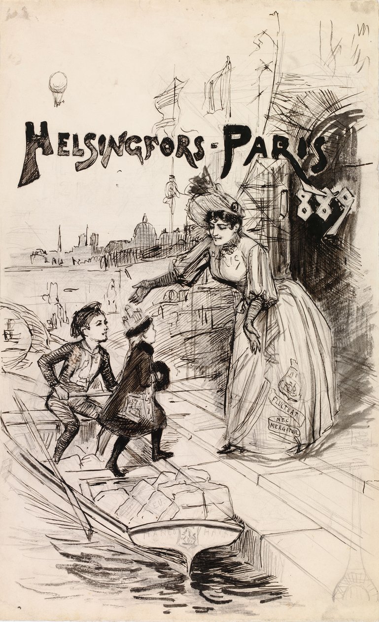 Ilustracja na okładkę publikacji poświęconej sztuce „Helsingfors – Paryż 1889” autorstwa Albert Edelfelt