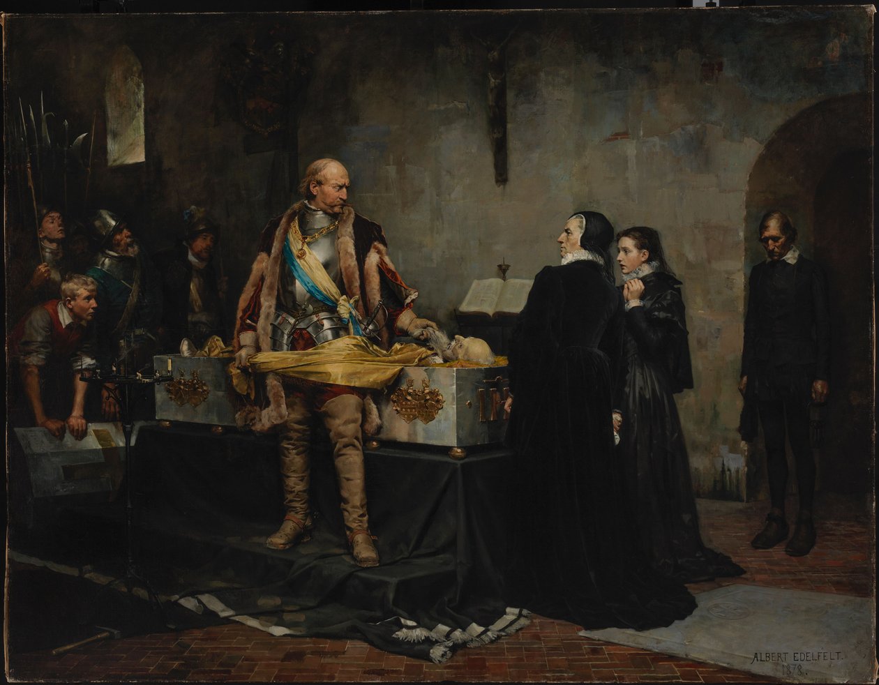 Książę Karl znieważający zwłoki Klausa Fleminga autorstwa Albert Edelfelt