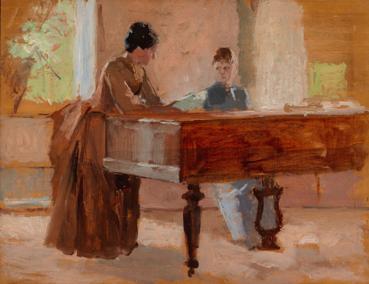 W salonie w Haikko, szkic do obrazu „Stara melodia” autorstwa Albert Edelfelt