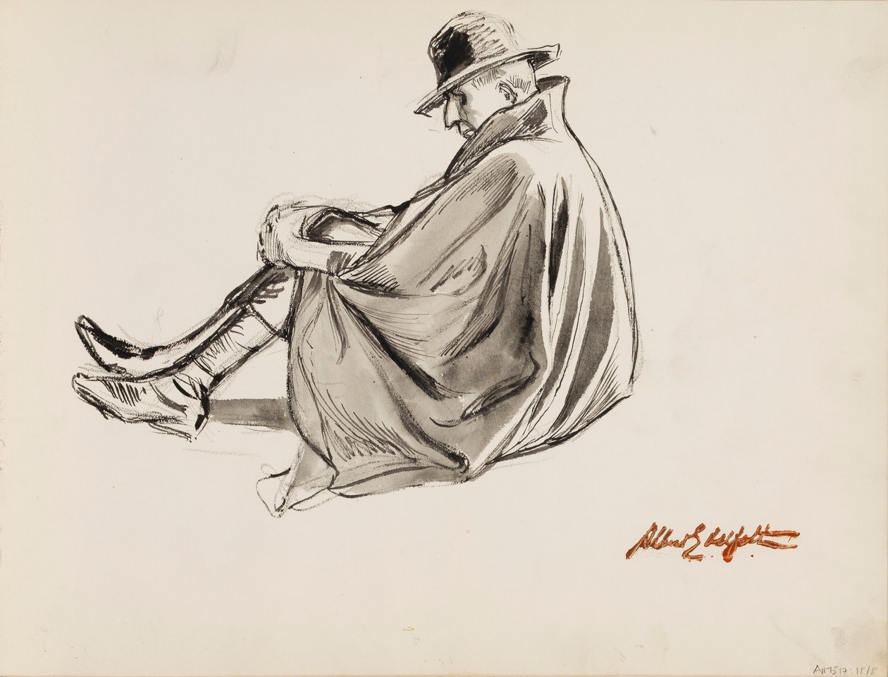 Siedzący mężczyzna w pelerynie autorstwa Albert Edelfelt