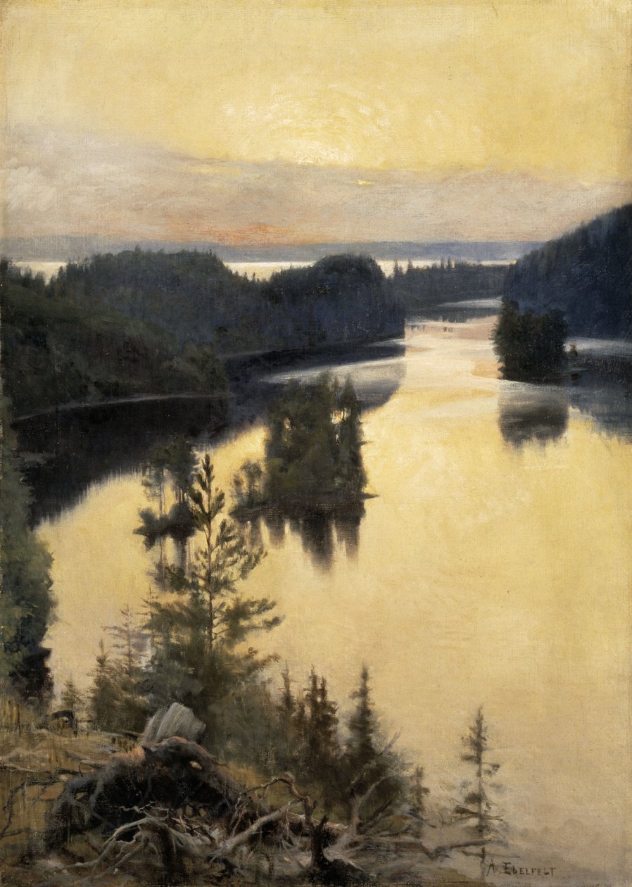 Grzbiet Kaukola o zachodzie słońca autorstwa Albert Gustaf Aristides Edelfelt
