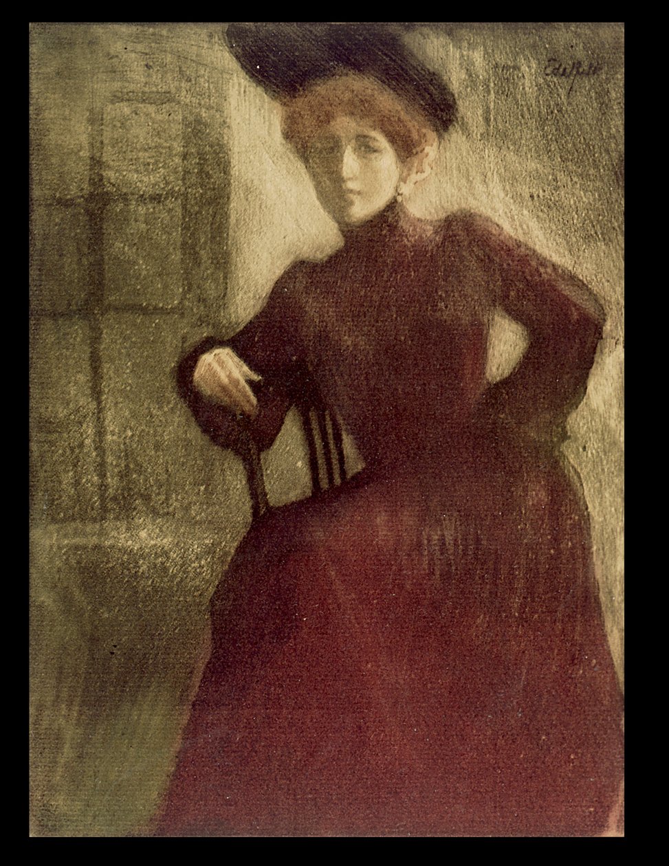Dama w czerwieni, kobieta w czerwonej sukni (panna Perrot) autorstwa Albert Edelfelt