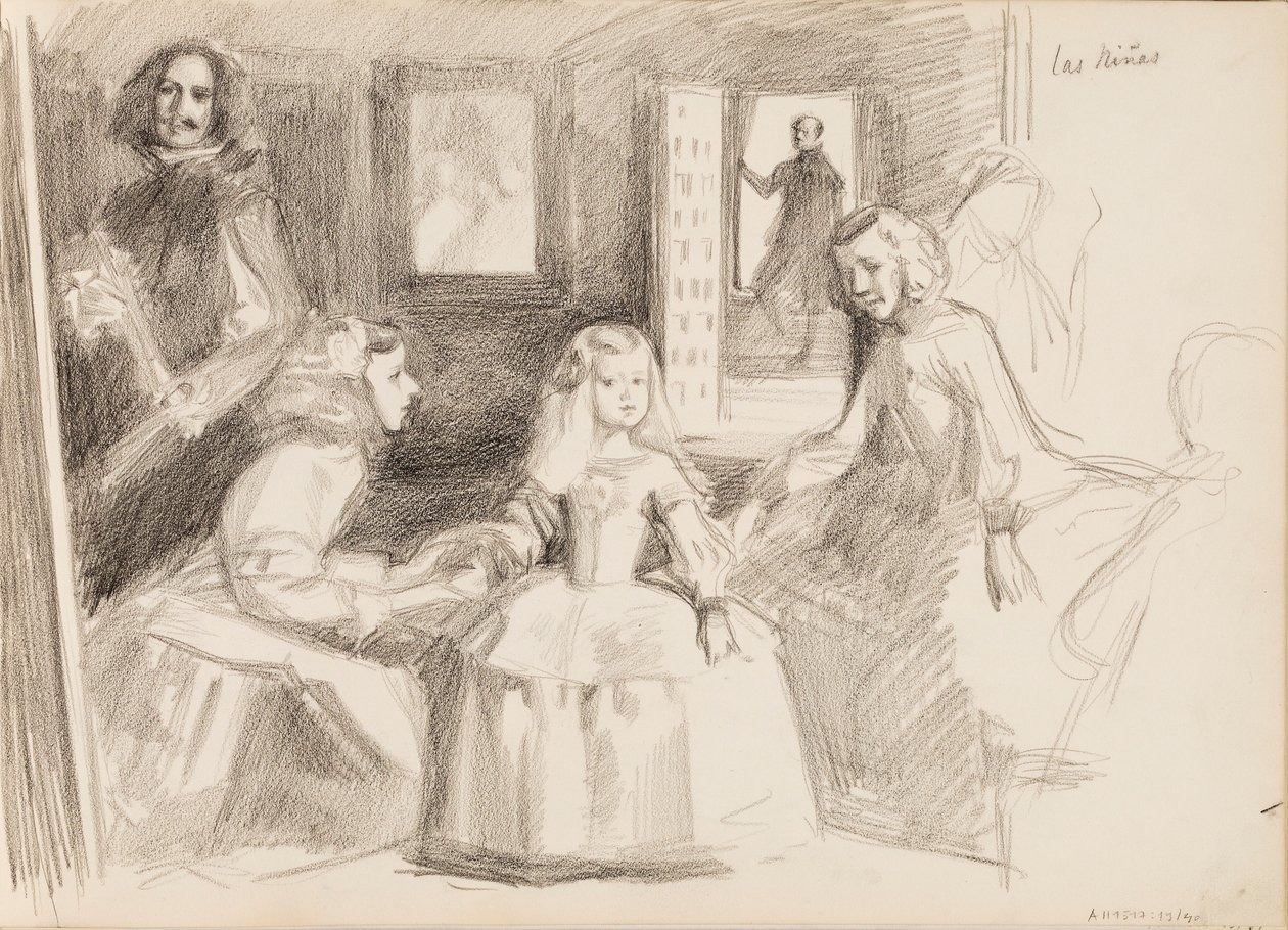 Las Meninas, szkic według Diego Velázqueza autorstwa Albert Edelfelt