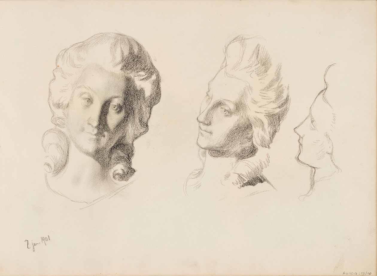 Maski, szkic / 1700 (rokoko), szkic autorstwa Albert Edelfelt
