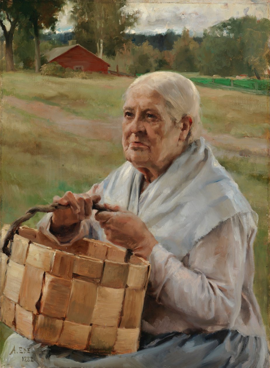 Stara kobieta z koszem na wióry autorstwa Albert Edelfelt