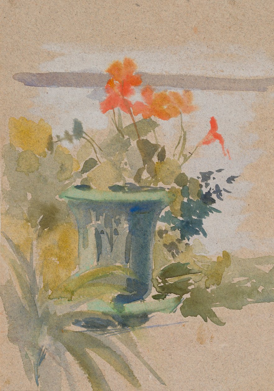 Pelargonie na tarasie autorstwa Albert Edelfelt