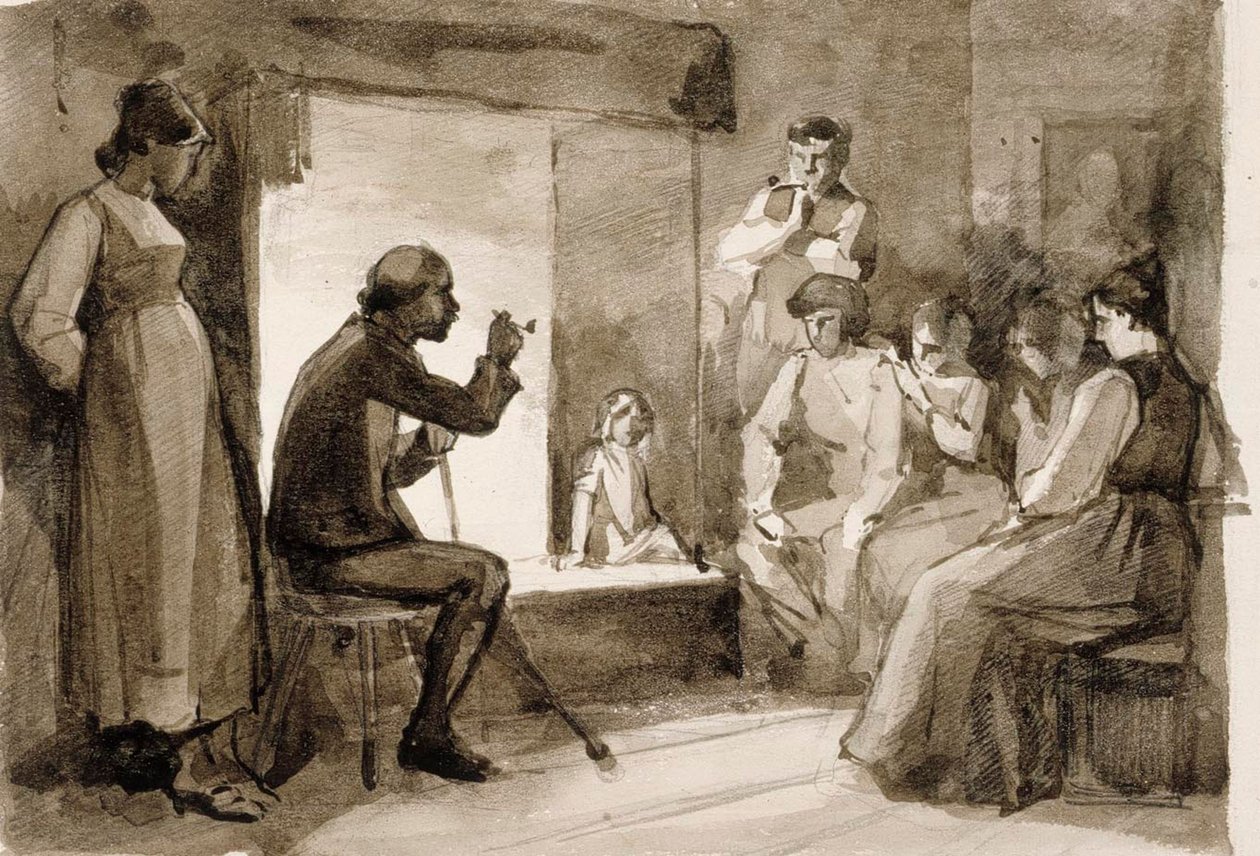 Opowieści Pistola, studium kompozycyjne II. Ilustracje do Julqvällen (Wigilia) J. L. Runeberga autorstwa Albert Edelfelt