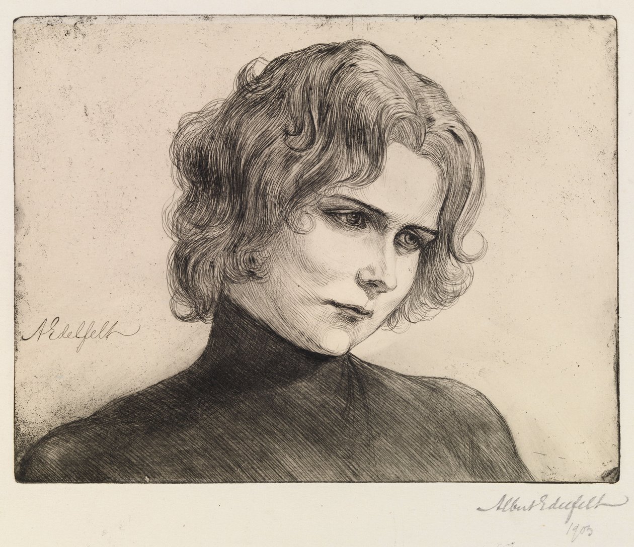 Portret aktorki Elli Grahn-Niska; Aktorka Elli Grahn-Niska autorstwa Albert Edelfelt