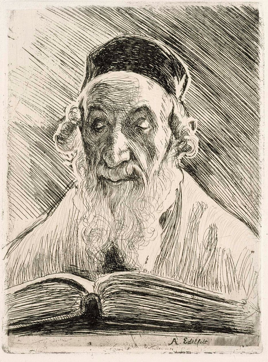 Rabbi Reading autorstwa Albert Edelfelt