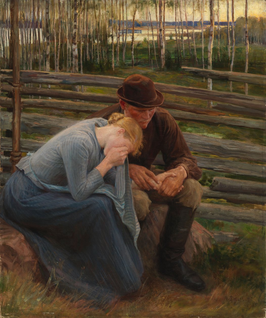 Smutek, wariacja na temat ilustracji do wiersza „Na jarmarku w Vernamo”; Smutek autorstwa Albert Edelfelt
