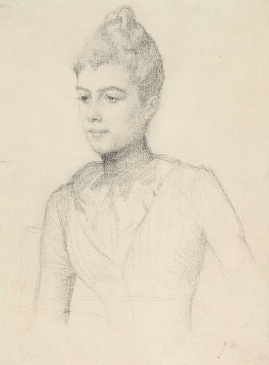 Studium do portretu Elisabeth Marti (z domu Grosjean); Popiersie kobiety autorstwa Albert Edelfelt