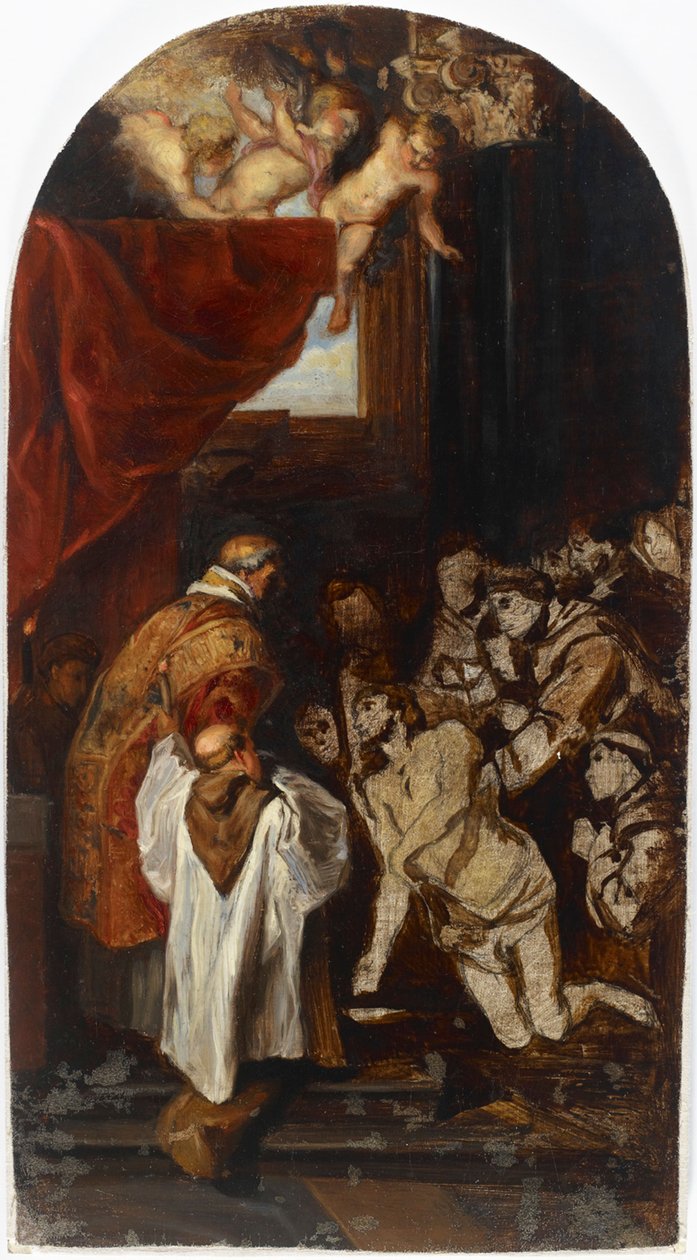 Die letzte heilige Kommunion des Heiligen Franziskus von Assisi, Kopie nach Rubens autorstwa Albert Edelfelt