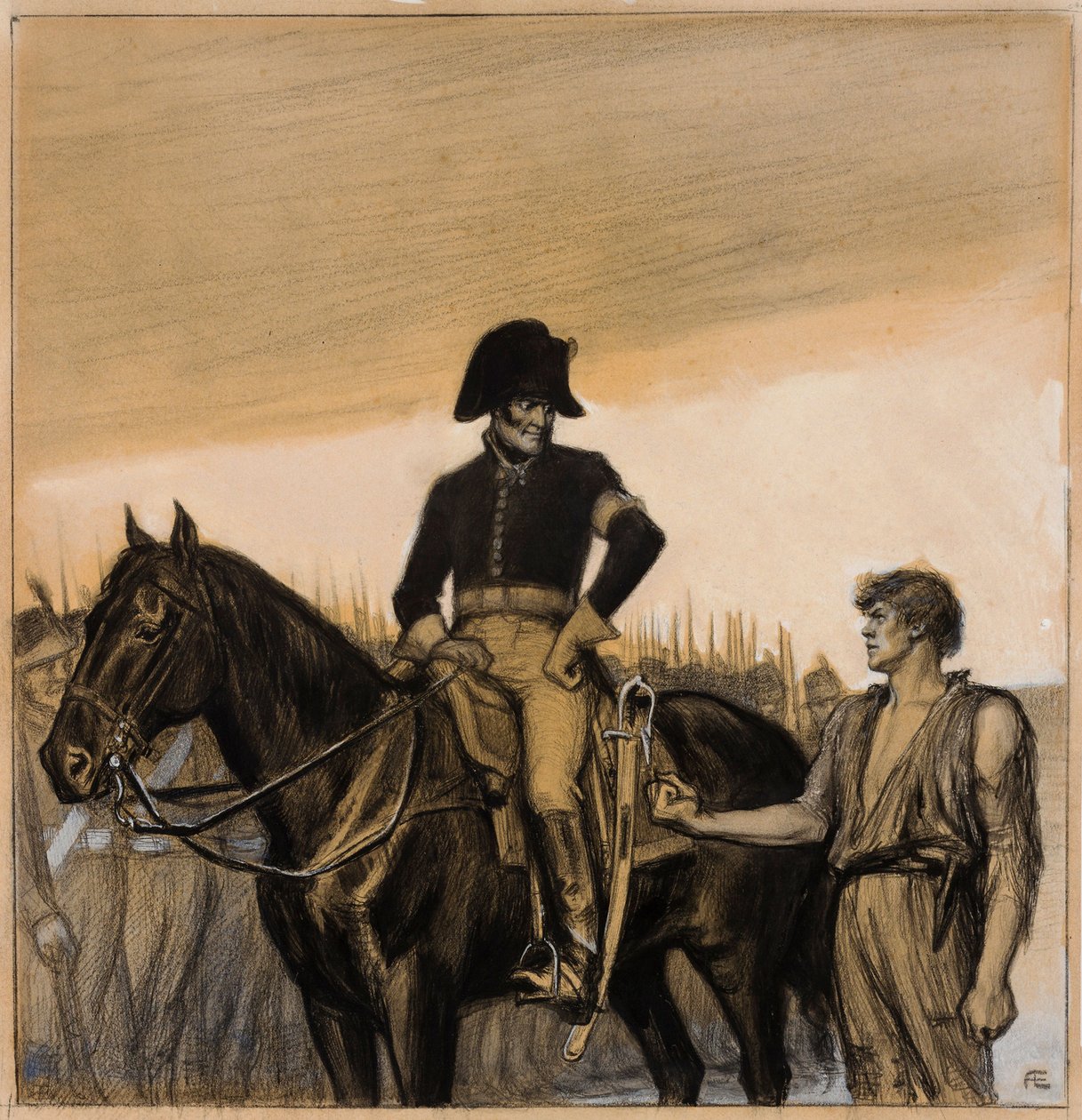 „Ta pięść jest moją ochroną” (oryginalna ilustracja do serii „Opowieści o chorążym Stålu”) autorstwa Albert Edelfelt