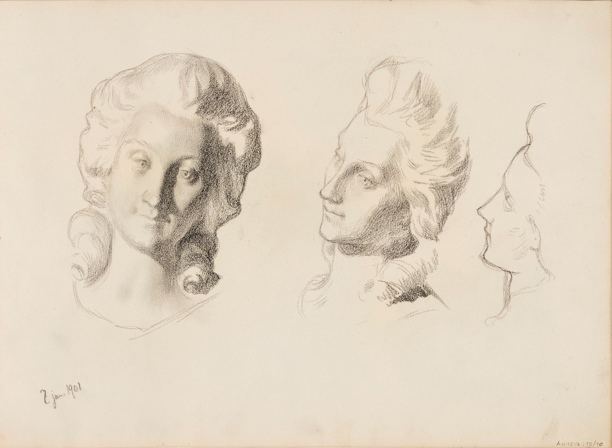 Maski, szkic / 1700 (rokoko), szkic autorstwa Albert Edelfelt
