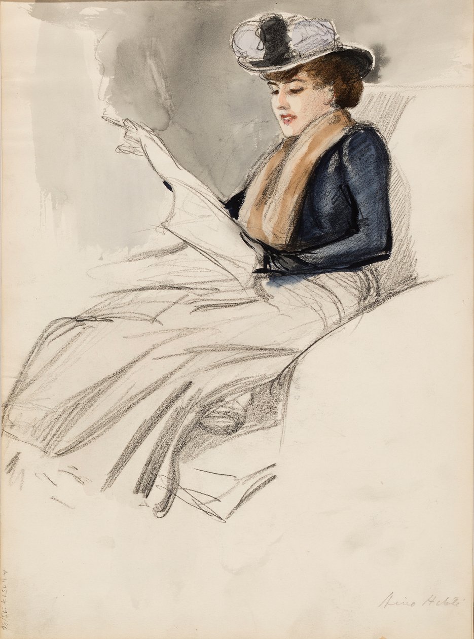Siedząca kobieta, Aino Ackté autorstwa Albert Edelfelt