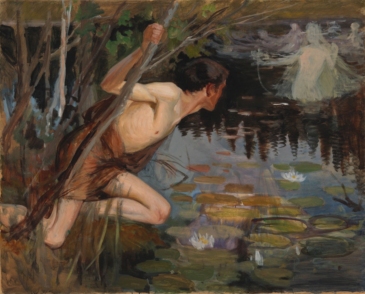 Młodość i syrena, szkic autorstwa Albert Edelfelt