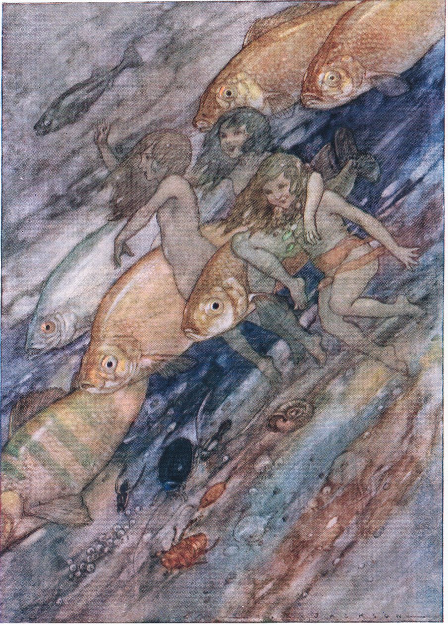 Down to the sea, down to the sea, z publikacji The Water Babies, Humphrey Milford Oxford University Press, ok. 1930 r. (litografia kolorowa) autorstwa Albert Edward Jackson