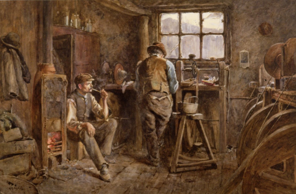 Warsztat odrzutowy, Whitby (akwarela na papierze) autorstwa Albert George Stevens