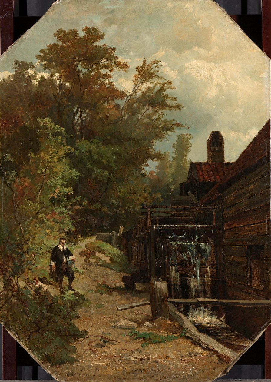 Jacob van Ruisdael szkicujący młyn wodny autorstwa Albert Gerard Bilders