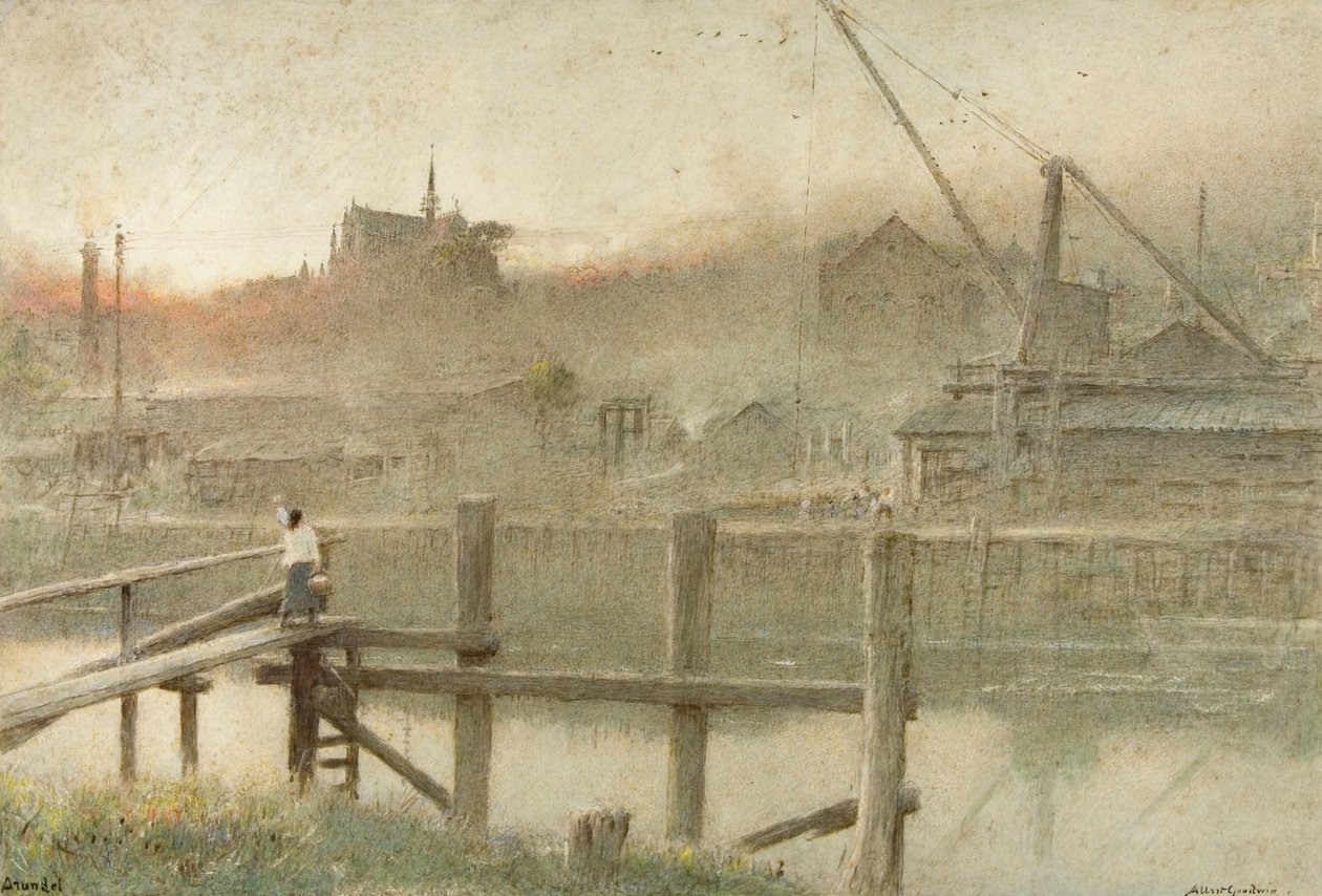 Arundel (akwarela, bodycolor i ołówek na papierze) autorstwa Albert Goodwin