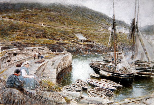 Boscastle (akwarela i bodycolor na papierze) autorstwa Albert Goodwin